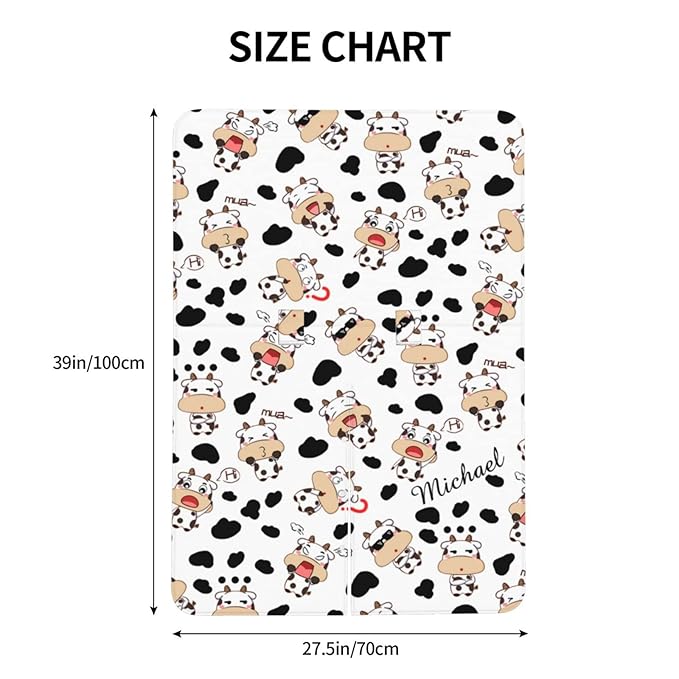 Personalized Cute Cow and Cow Spot Baby Infant Car Seats Canopy for Babies with Name, Custom Car Seat Covers for Baby Boys Girls, Peekaboo Minky Nursing Breastfeeding Stroller Canopies for Newborn