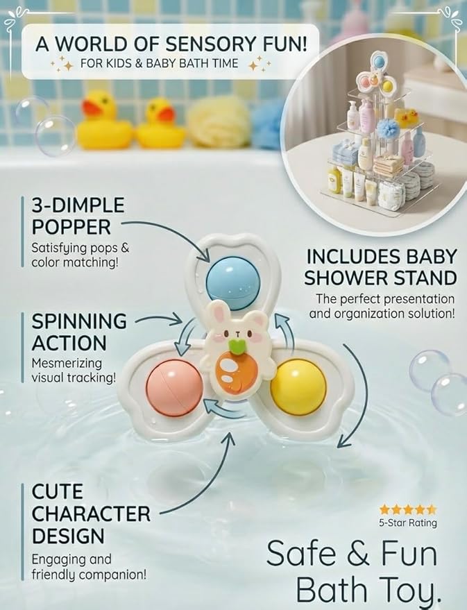 Baby Shower Stand with Built-in Seat | Baby Bath Stand Height-Adjustable Washing Stand for Toddlers | Soporte para Bañera con Asiento