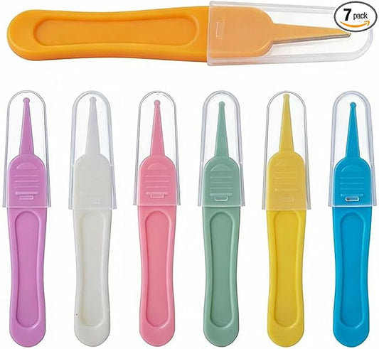 Baby Tweezers for Nose 7 Pcs, Nose Cleaning Tweezers Nose Picker with Round Head, Effective Booger Remover Tool, Navel & Ear Cleaner Clip, 7 Colors