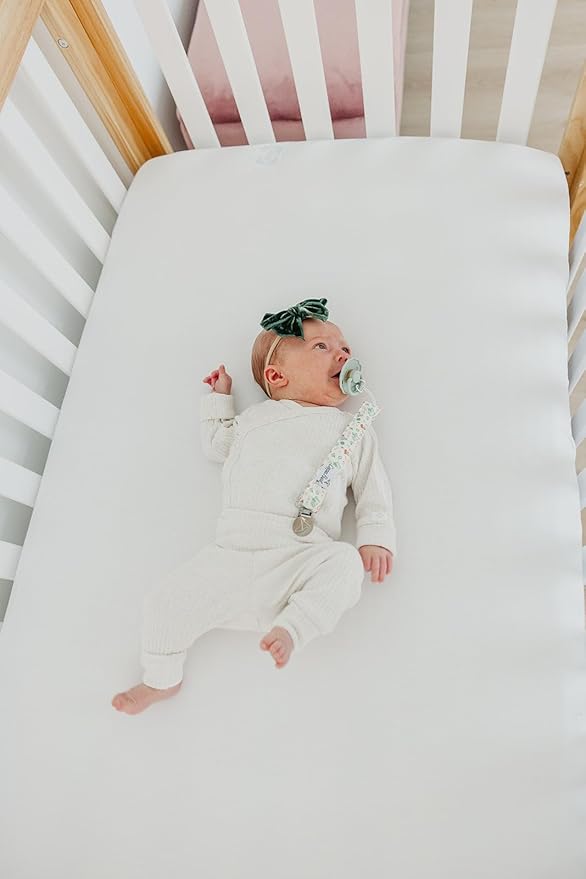 Copper Pearl Pacifier Clip 3-Pack: Premium Knit Binky Clips for Baby Girls and Boys - Stylish Stainless Steel Pacifier Holder Clip - Baby Pacifier Clips for No More Floor Drops - Christmas Classics