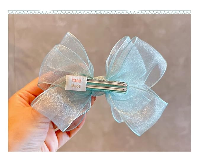 Hot&Sattion 4 Colors 5Inch Hair Bows Clips Large Big Chiffon Ribbon Hair Bows Alligator Clips Hair Accessories for Girls Toddler Kids Children Teens
