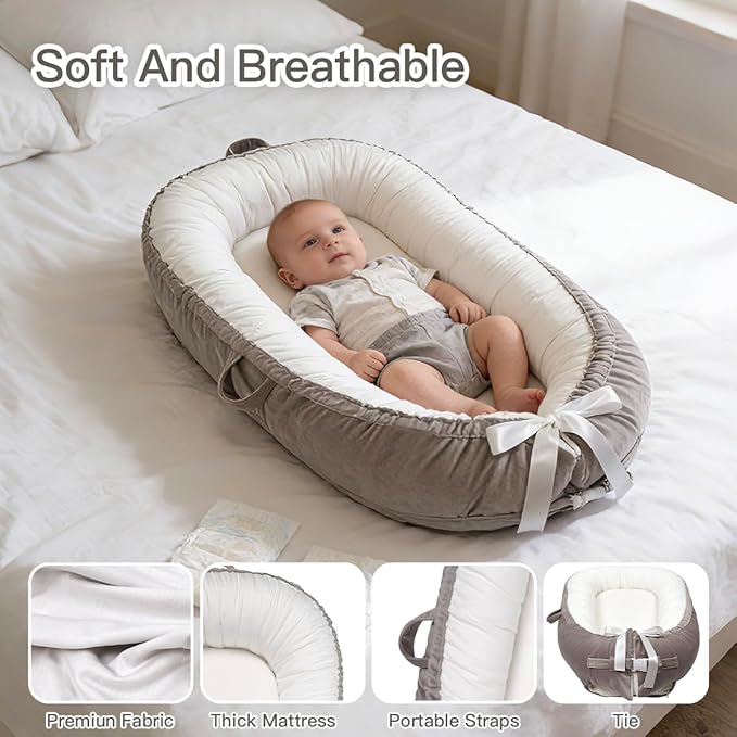 Infant Support Cushion | Organic Cotton Infant Support Cushion | Reversible, Adjustable & Portable Floor Cushion | Soft, Breathable, Washable Cover