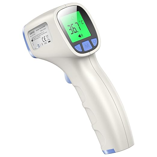 Forehead Thermometer, Non Contact Thermometer for Forehead and Object Surface Measurement with Instant Reading and Fever Warning for Kids and Adults (Sky Blue)