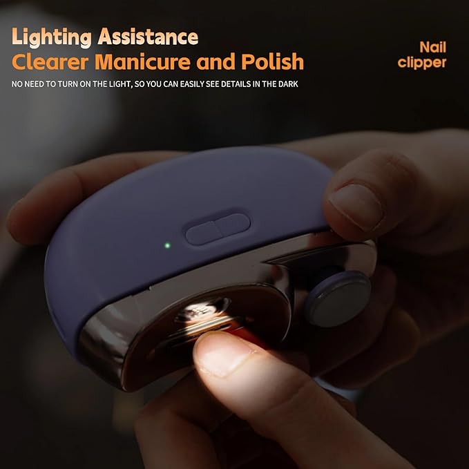 Electric Baby Nail Clippers, 3 in 1 Fingernail Trimmer, Polisher & Clip Storage with Led, Extra Nail File, USB Rechargeable & 2 Speeds Nail Trimmer for Baby, Kids, Adult, Seniors