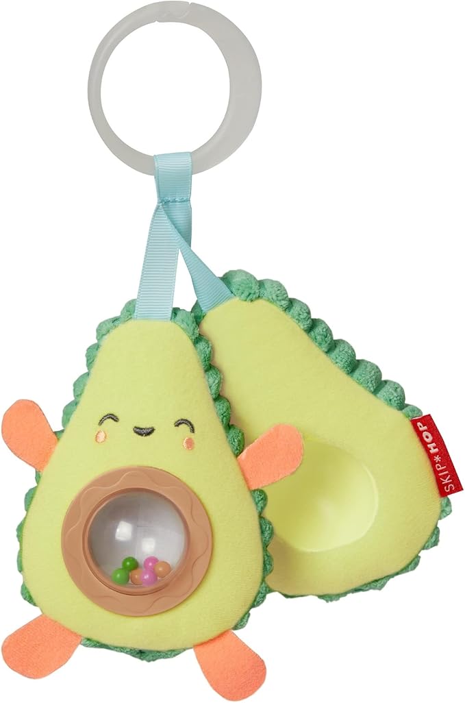 Skip Hop Avocado Baby Stroller Toy & Musical Fruit Band Set, Berry Cute Band, Infant, Toddler, Avocado Stroller Toy, Strawberry Tambourine, 2 Blueberry Shakers