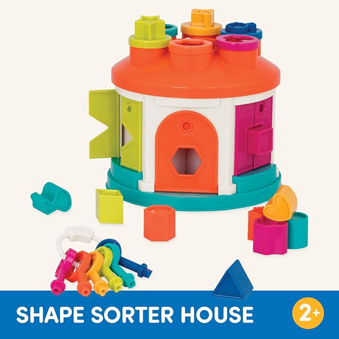 Battat – Shape & Color Sorting Toy – Developmental Toy – Pattern Matching Game – Color – Coded Keys – 2+ Years – Shape Sorter House