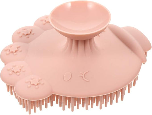 Bath Silicone Brush Scalp Massager Shampoo Brush Comb for Kids Pink