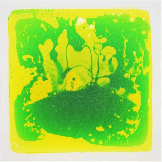 LONGKING 12" X 12" Sensory Tiles for Activity Play Centers for Children, Sensory Floor Tiles, Liquid Floor Tiles, Autism Sensory Poducts, Green-Yellow