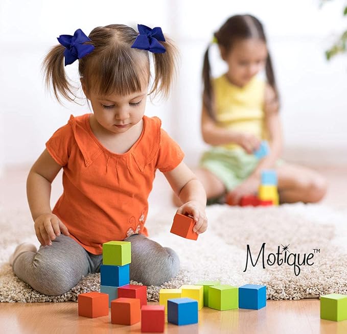 3 Inch Grosgrain Bow for Little Girls- Set of 2 (Navy)