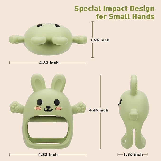 Easter 2 Pack Baby Teething Toys for 3-6 6-12 Months, Soft Silicone BPA Free Bunny Teething Mitten, Easter Basket Stuffers Chew Teether Toys 0-3 6 9 12 Months for Babies Sucking Needs