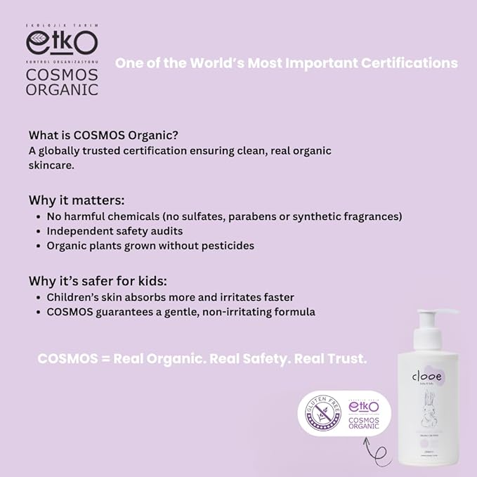 Certified Organic Baby Lotion, 8.45 fl oz (250 mL), Face & Body Moisturizer for Babies, Kids & Sensitive Skin, Vegan, Dermatologically Tested, Fast-Absorbing, Non-Greasy