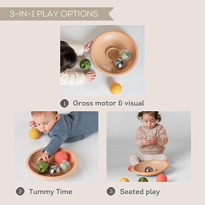 Taf Toys Tummy Time Play Tray with 5 Sensory Balls for Babies 3-6 Months - Interactive Baby Ball Toy - Enhances Motor Skills, Hand-Eye Coordination - Fun Toddler Ball Toys for Toddlers 1-3