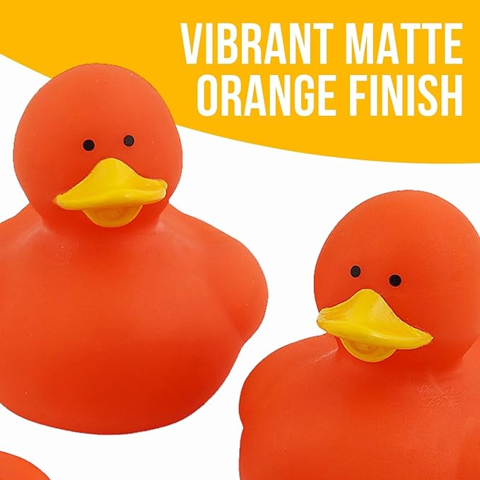 Fun Express Rubber 2" Solid Color Duckies - 12 Ducks (Orange)
