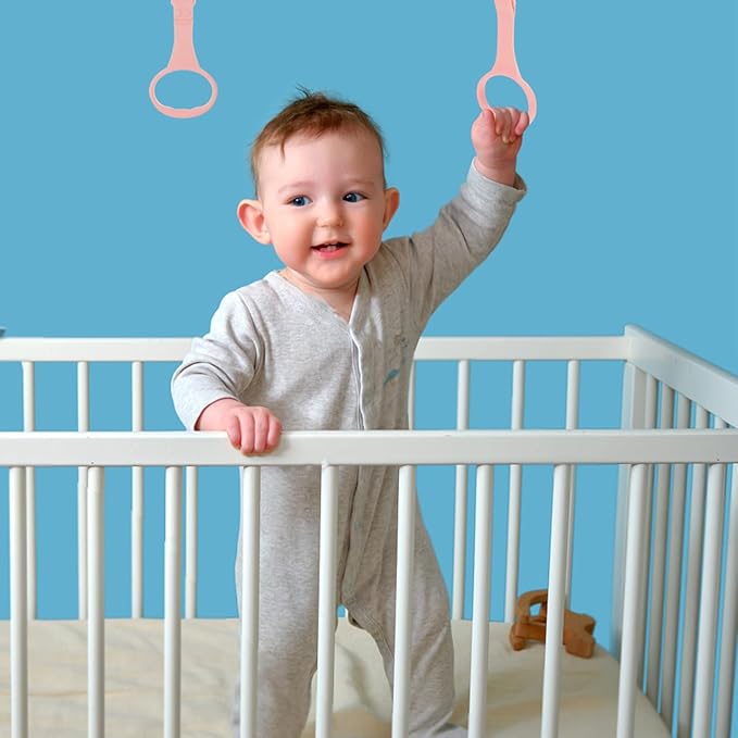 iplusmile 4Pcs Baby Pull up Rings for Playpen, Crib Pull up Rings Playpen Accessories for Help Stand Up Walking Exercises Assistant Tool Newborn