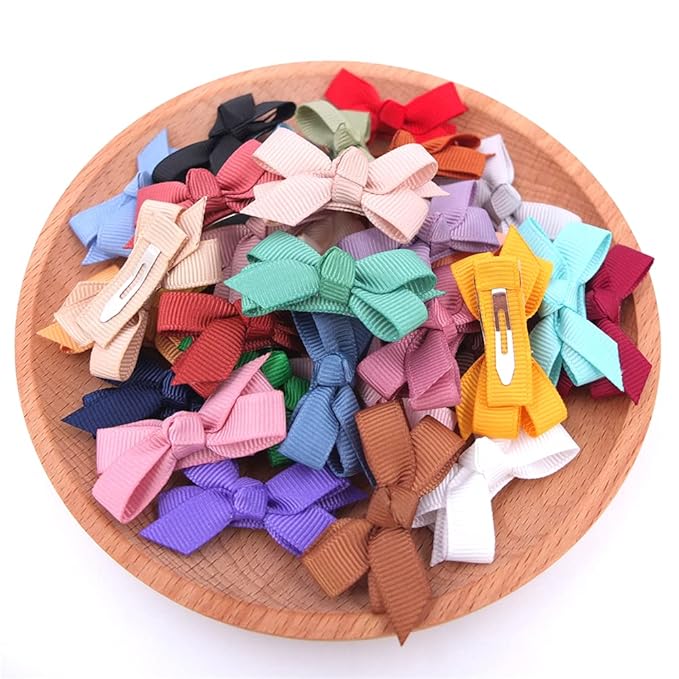 Boutique Baby Hair Clips in Fringe Bangs Toddler Tiny Hair Bow Snap Clips Infant Baby Girls Kids Hair Bows (8 Pairs)