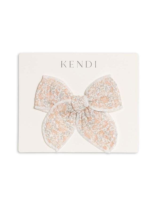 Colored Organics Baby Organic Cotton Dainty Bow Headband - Infant Girls - Belmont Floral/Shell + Powder Muslin