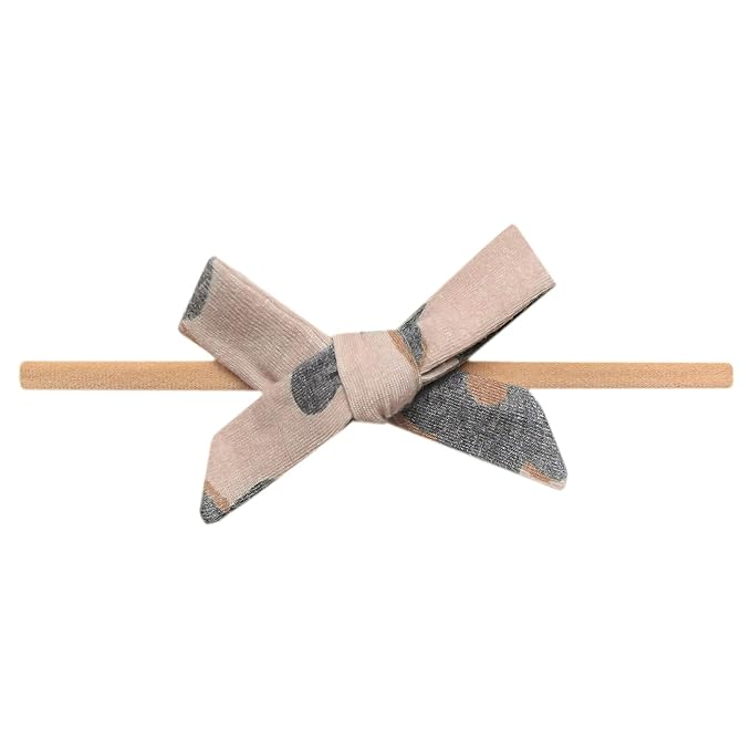 Copper Pearl Ribbon Baby Bow Gemma in Tan