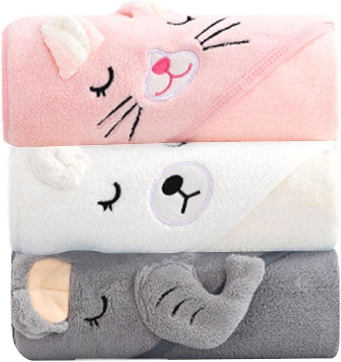 Hooded Baby Towel, Baby Bath Towel Hooded Bath Blanket, Baby Cotton Animal Face Hooded Towel, Absorbent Coral Fleece Hooded Baby Bath Shower Towel Gifts for Infant Newborn Toddlers, 31 * 31in