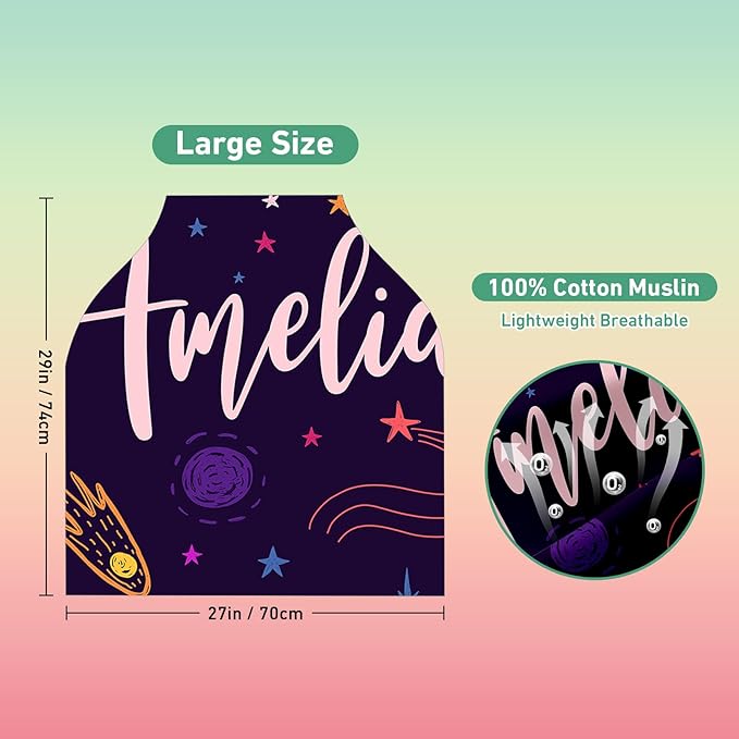 Personalised Car Seat Cover for Babies - Multi-use Carseat Canopy Cover with Name, Deep Purple Star Car Seat Covers, Christmas Birthday Gifts for Infant Boys and Girls