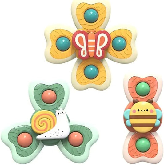 Yummy Baby 3PCS Suction Cup Spinner Toys for Girls and Boys Ages 18 Month+, Perfect for Birthday Gifts, Sensory Bath Toys for Toddlers (3 Pack) (Set 5)