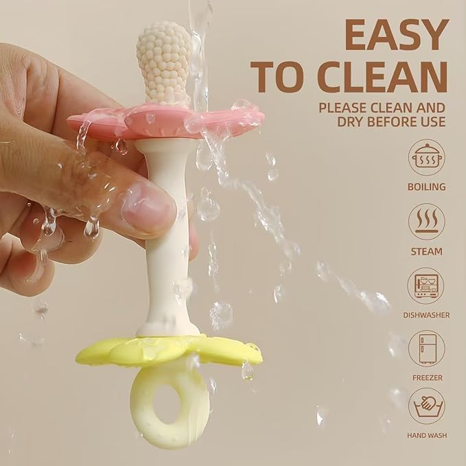 Baby Teething Toys Silicone Baby Teether Toy Soft Easy to Hold Babies Flower Teethers Chew Toy for Infant Toddlers Multiple Textures Teething Toys 3-6 Months