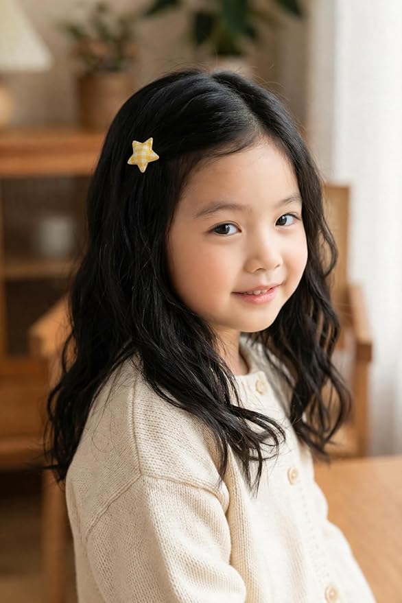 Baby Girl Hair Clips Non Slip for Thin to Thick Hair - No Damage Soft Barrettes for Newborn Infant Toddler - Cute Cartoon Hair Accessories Set (Yellow)