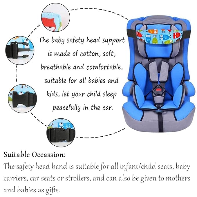 ZYNQACC 2PCS Baby Car Seat Head Support,Toddler Safety Car Seat Sleep Nap Aid Positioner Strap Belt Neck Protection Belt for Children and Kids(Pink, Blue) (Blue)