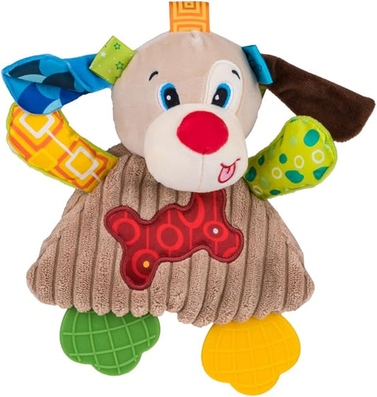 Balibazoo Crinkle Puppy Pedro Soft Plush Sensory Toy for Babies 0-18M | Crinkle Sounds, BPA-Free Silicone Teether Legs & Textured Tags | Developmental Activity Toy for Newborns & Infants | Gift