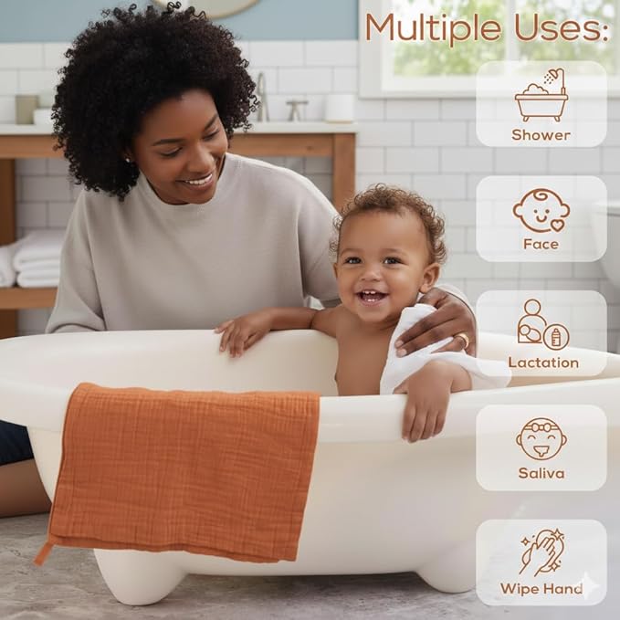 Muslin Baby Washcloths for Newborns, Pack of 8, 11"x11", Super Soft Cotton, Absorbent and Gentle, Baby Cotton Wipes, Baby wash Cloths