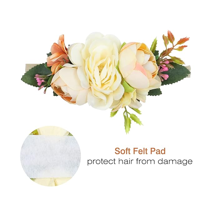 Cinaci 6 Pack Delicate Floral Rose Daisy Flower Super Stretchy Soft Nylon Headbands Hair Bands Accessories for Baby Girls Newborns Infants Toddlers Kids