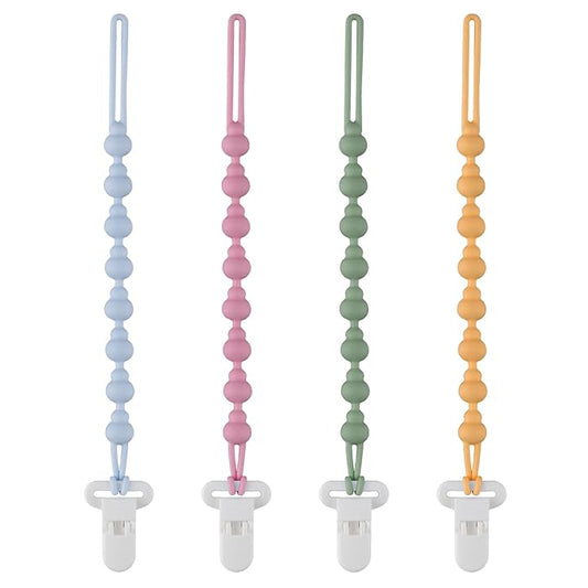 4 Pack Pacifier Clip Compatible with Tommee Tippee, One Piece Silicone Pacifier Holder Clips, Rust-Free Soft Silicone, Flexible Clip with Stylish Round Design, Ideal for Pacifiers and Teethers