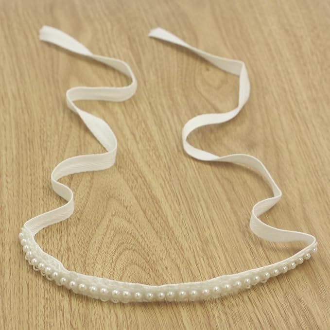 Handmade White Pearl Newborn Headband Baby Girl White Bow HairBand Baptism Headbands Set