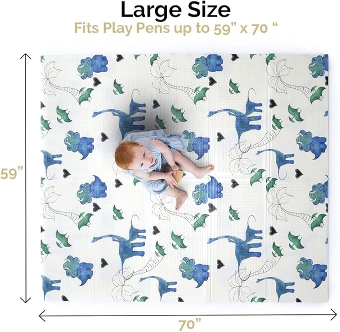 JumpOff Jo Foldable Foam Play Mat – Large Waterproof Baby & Toddler Activity Floor Mat, Double-Sided 70 x 59 Inch Play Surface