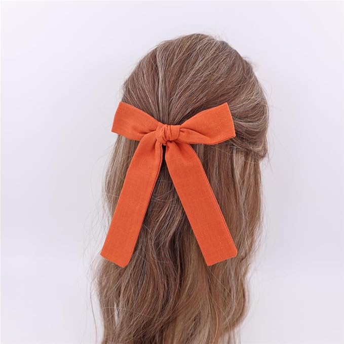 3 Styles Hair Bow Clips for Little Girls Toddler Baby Mom Women Hair Barrettes Accessories 4 Pcs Cotton Linen Bows Clay Court