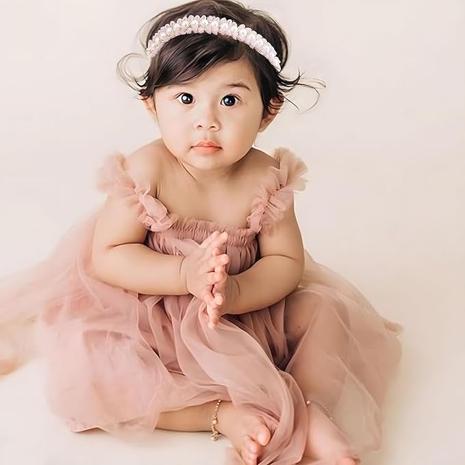 XuoAz Baby Girls Floral Headbands Set-Flower Crown Elastic Hairband for Newborn Toddler Hair Accessories (Pack of 10)