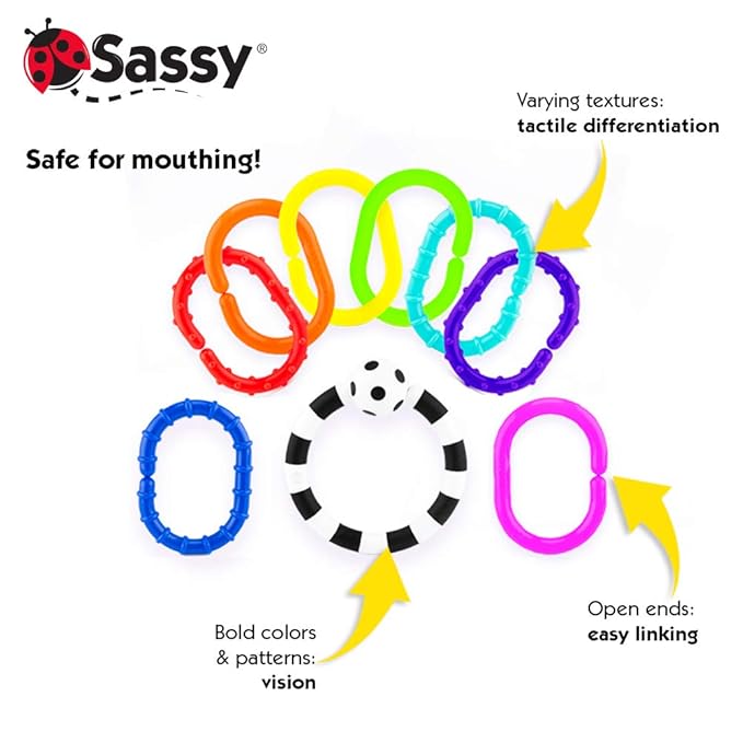 Sassy Ring O Links, Links for Stroller or Carrier Seat, 0+ Months, 9 Piece Set (Pack of 2)