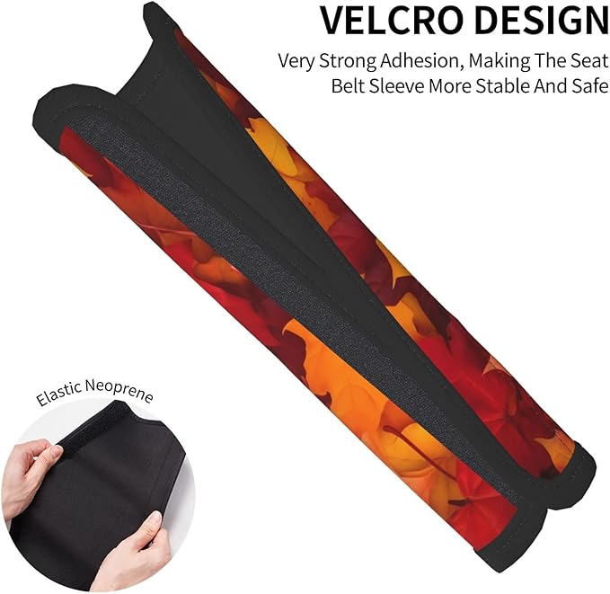 Autumn Leaves Print Seatbelt Pads Fits Cars Trucks SUV Sedans Sweat Absorption Car Seatbelt Strap Cover, Fall Auto Interior Accessories Protector