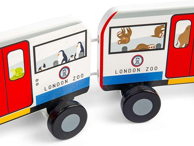 Bigjigs Toys London Pull Along Tube Wooden Pull Along Toy for Children, Sustainably Made Baby & Toddler Gifts, from 18 Months