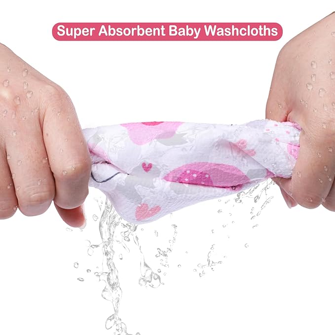 Viviland Baby Washcloths 24 Pack, Toddler Wash Cloths for Bath, Super Soft & Absorbent Bath Towel for Newborn and Infants, Baby Towels Care for Baby's Sensitive Skin