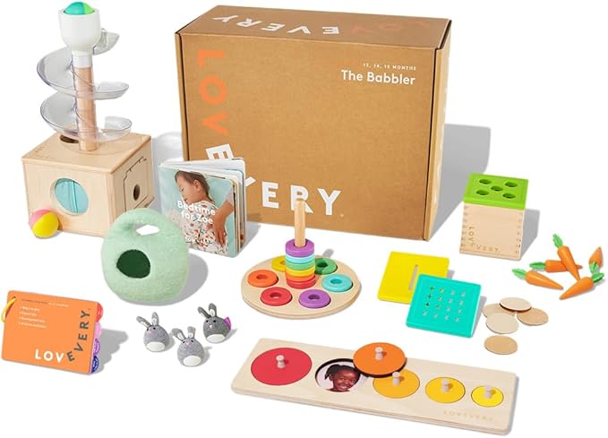 Lovevery Music Set with 6 Instruments, Songs Book, Babbler Play Kit with 8 Toys for Balance, Spatial Skills, Ages 18 Months to 4+ Years