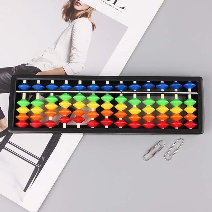 13 Column Portable Plastic Abacus Arithmetic Soroban Calculating Tool with Color, As the Picture Shows