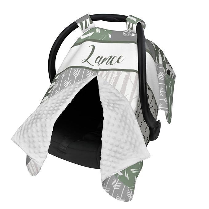 Custom Baby Car Seat Canopy with Name, Personalized Baby Car Seats Covers for Baby Boy, Fishing Opening Minky Nursing Breastfeeding Cover for Infant, Carseat Canopies for Newborn