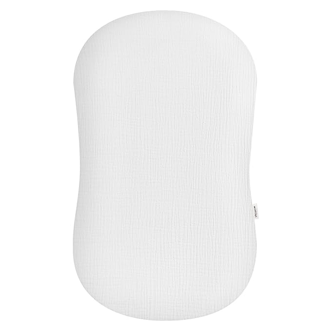 Muslin Baby Lounger Cover, Newborn Lounger Cover, Soft Cotton Breathable Lounger Pillow for Boys Girls Infant, Cover Only (White)