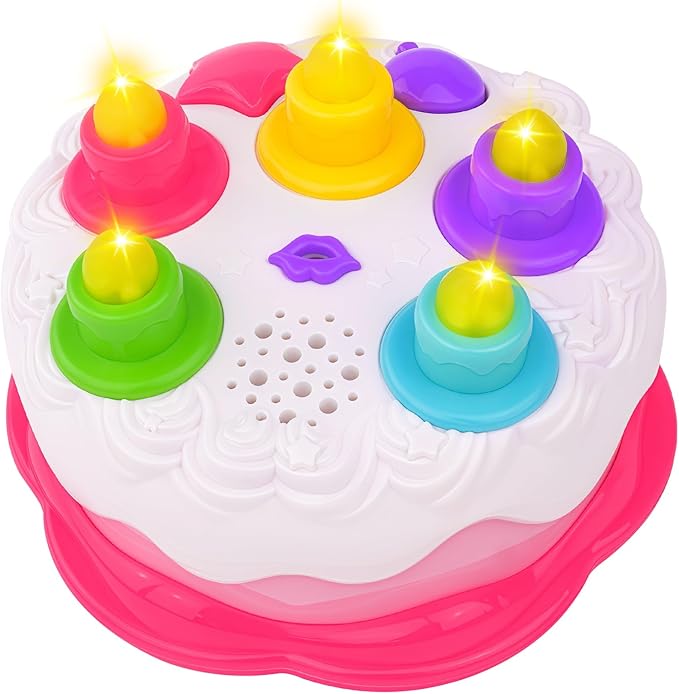 Love&Mini Birthday Cake Toy - Musical Toy Cake for 1 Year Old Boys Girls, Blow Candles & Counting Fun, First Birthday Gift for Toddlers (1-3 Years)
