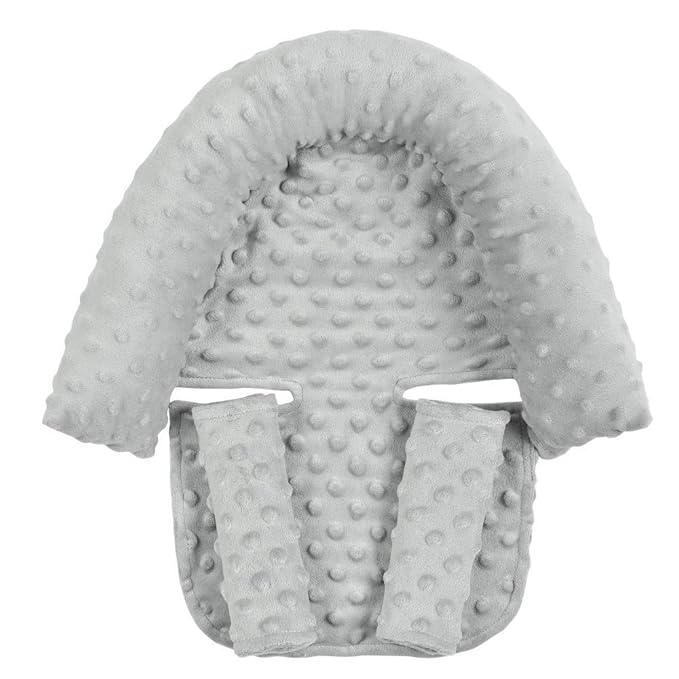 Baby Head Pad and Strap Covers, Infant Car Seat Insert Cushion, Ultra Soft Head and Neck Cushion for Car Seat, Baby Car Seat Cushion (Gray)