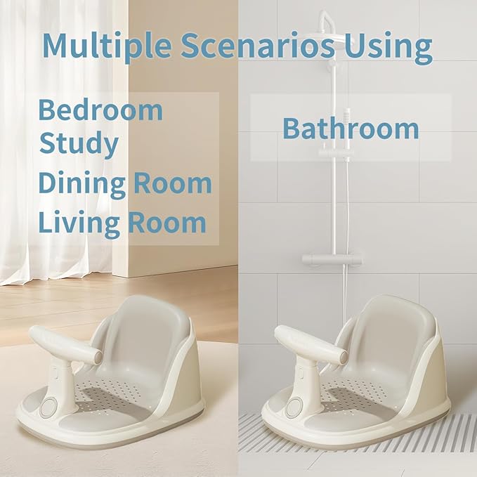 Baby Bath Chair, Designed for 6-36 Months Baby, Portable Toddler Bath Chair, Non-Slip, Suitable for Baby Bathtubs，Floor, Bath Seats for Babies Sitting Up.