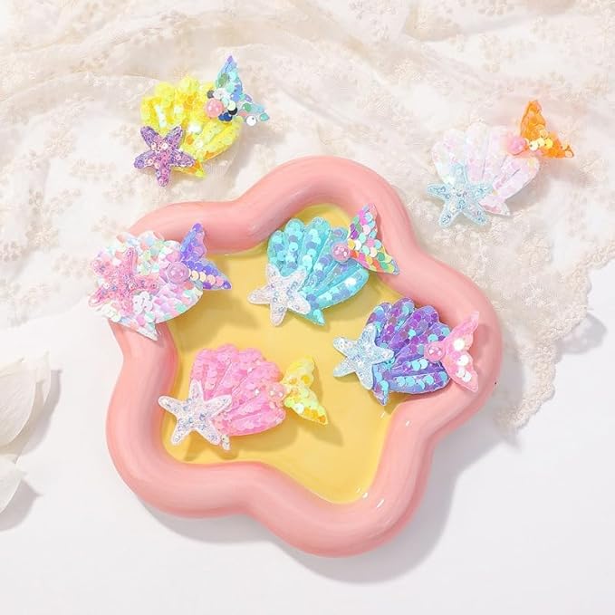 Enchanting Mermaid-Shaped Sequin Hair Clips for Kids - 6 Color Options! (light pink)