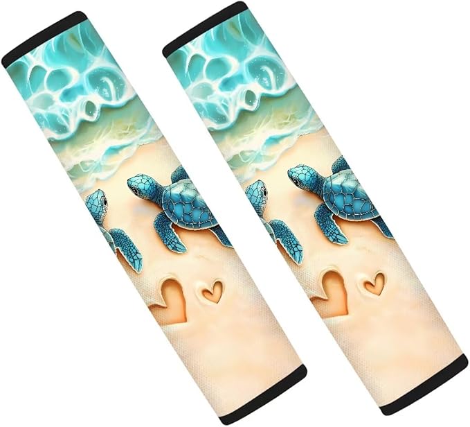 Sea Turtle Automotive Seat Belt Pads Sea Turtle Safety Belt Strap Shoulder Pad Universal Safety Strap Cover for Auto SUV Truck Airplane Backpack 2 Packs Car Seat Belt Cover Pad