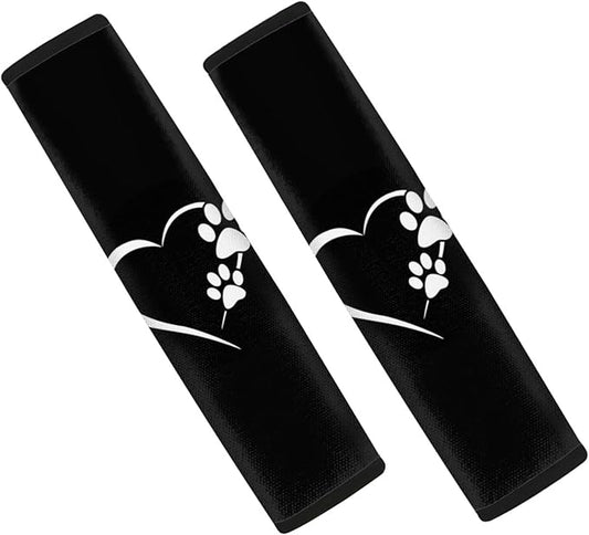 UNICEU Animal Dog Paws Lovely Heart Print Neoprene Soft Car Seatbelt Pads Protector Cover, 2 Packs, Soft Car Safety Seatbelt Strap for Kids Adults