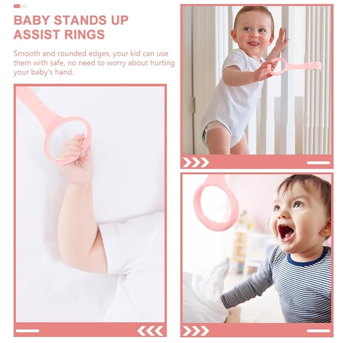 Toddmomy 4Pcs Baby Pull up Rings Nursery Crib Hand Pull Rings Infant Standing Assist Lightweight Portable Baby Standing Safety Ring for Walking Exercise